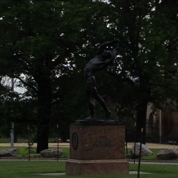 The Discus Thrower Statue located at the entrance of Randall's Island Park.
