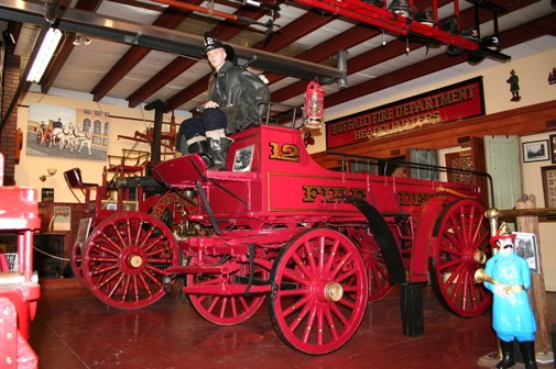 The museum features this antique fire engine and numerous other firefighting-related items on display. 