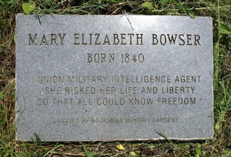 Mary Elizabeth Bowser marker in Woodland Cemetery