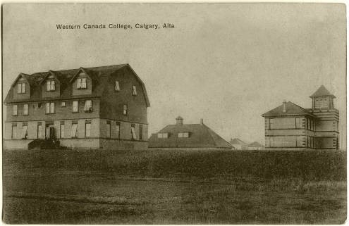 “Front and side view of the college with Academic building on the right. Located on 17th Avenue SW between 5A Street and College Lane. Built in 1906 – 1907.” pc-575