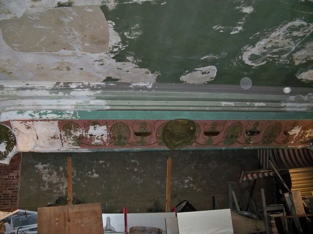 The remains of the proscenium arch inside the old theater