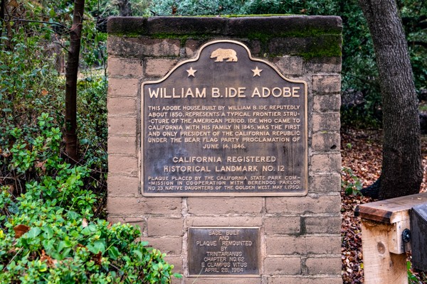 Photograph of the William B. Ide Adobe historical marker.