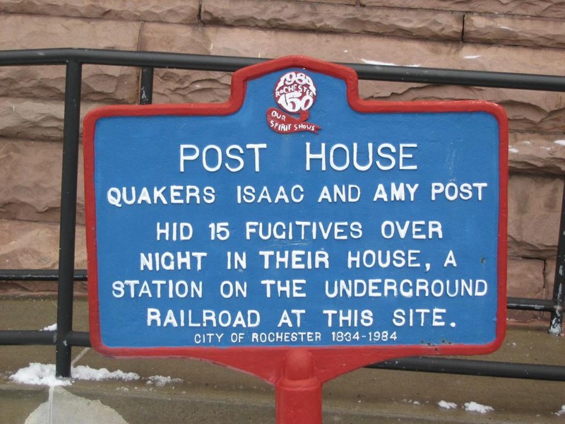 This historical marker represents the no-longer-standing Post Residence. The sign is located on approximately 60 Plymouth Avenue North (what was once Sophia Street), although the number of the house was 36 Sophia Street.