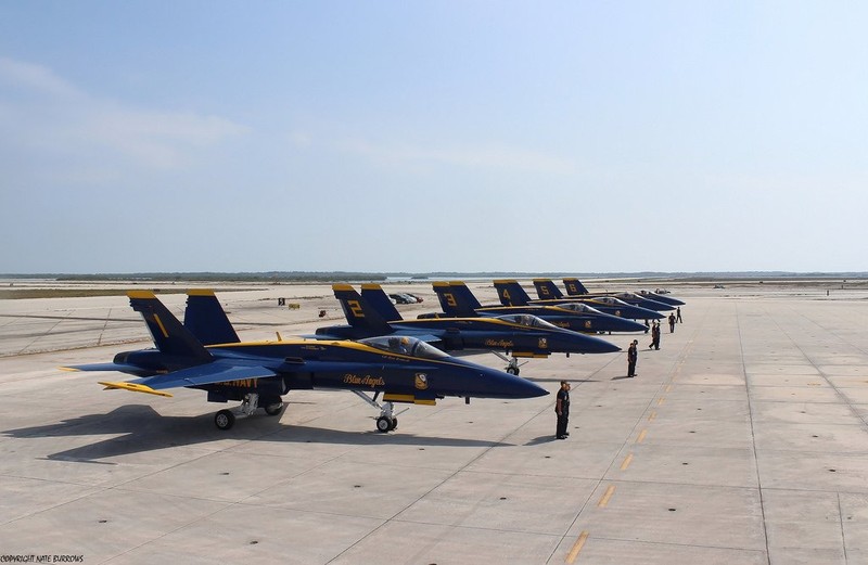 The Blue Angels at NAS Key West about to take off for a show.
