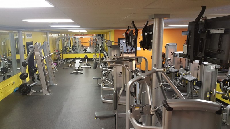 The interior of the old armory has been totally renovated as evidenced by this modern exercise room.  