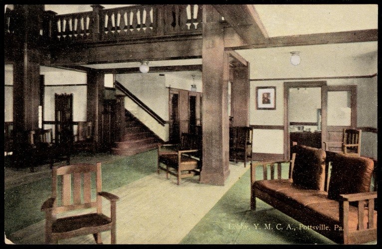 The lobby of the old Pottsville YMCA.