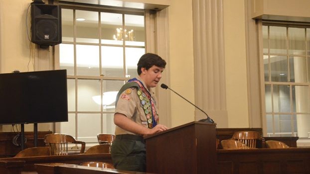 Owen S. Tilley giving speech for project.