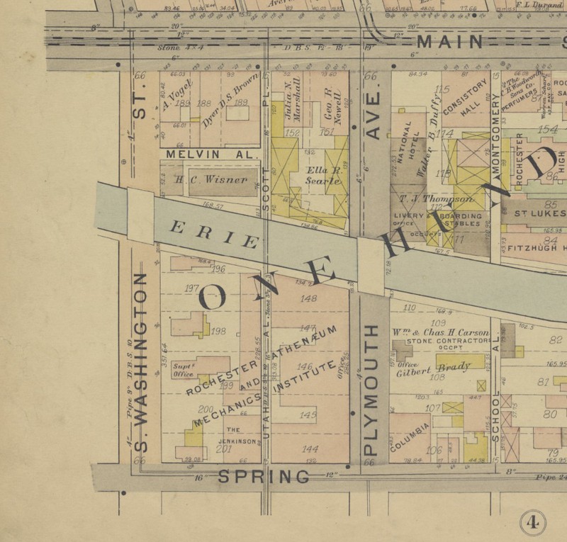 Screenshot of Plat book of the city of Rochester, New York from Library of Congress. See https://www.loc.gov/resource/g3804rm.gla00154/?sp=8