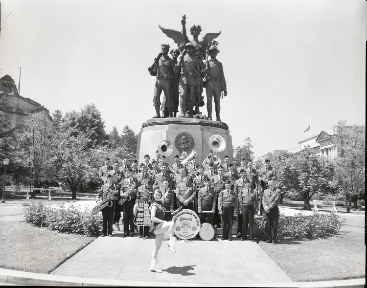 Band at Winged Victory Monument
Susan Parish Photograph Collection, 1889-1990 (Secretary of State Digital Archives)
