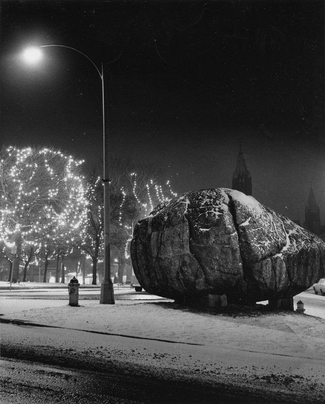 Rollstone Boulder during winter night