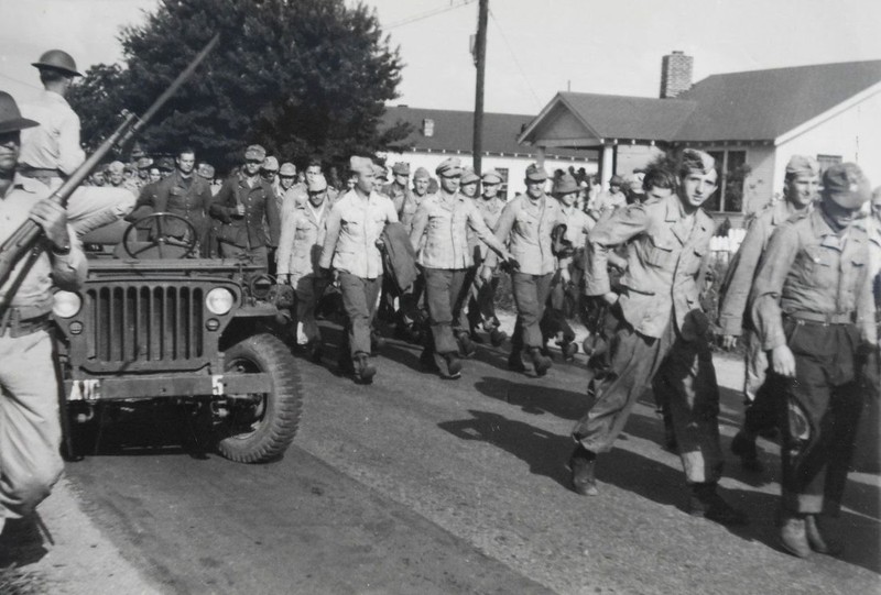 These German POW's are marching to Camp Aliceville on June 2, 1943.  They were the first ones from the train that was carrying POW's.