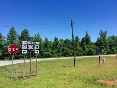 The marker is situated at the intersection of Shady Grove Road (AL rt 9) and Alabama Route 63n in Goodwater, AL