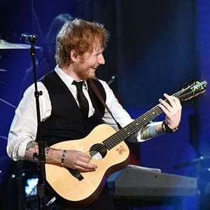 Ed Sheeran with his Martin