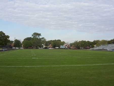 Amos A. Stagg Stadium was built at the location of the Shewbridge Field, once home to the Chicago Colleens 