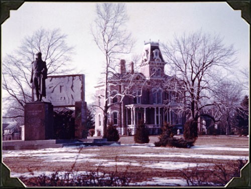 James Millikin Homestead with Stephen Decatur statue on grounds. This statute, which celebrates the post-revolutionary hero and name-bearer of town, was created on the Homestead grounds in 1952, but moved to its present day location downtown in 1992.