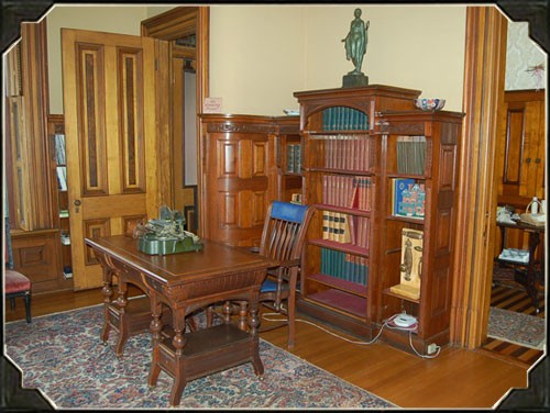 The library, found on the first floor, has undergone no renovations and is historically accurate to the time period.