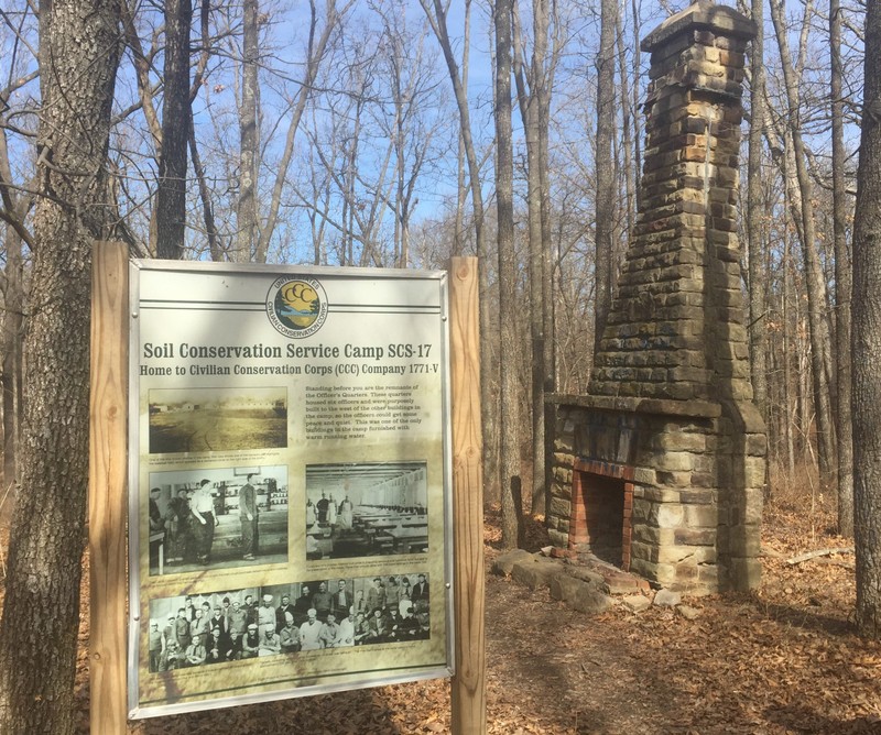 One of the two CCC chimneys in the woods at Pertle Springs. Photo by Mary Frintz