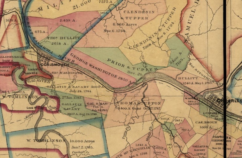 Section of title maps showing Washington's holdings near the Coal River