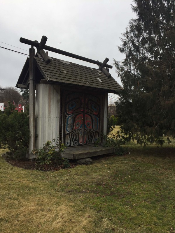 Structure marking the location of Reaney Park, taken February 2018.