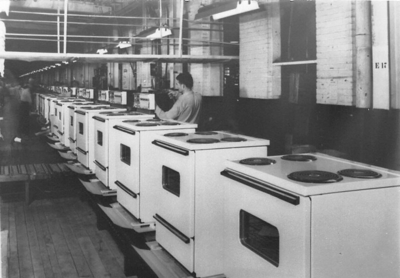 Stoves on the production line in the factory.