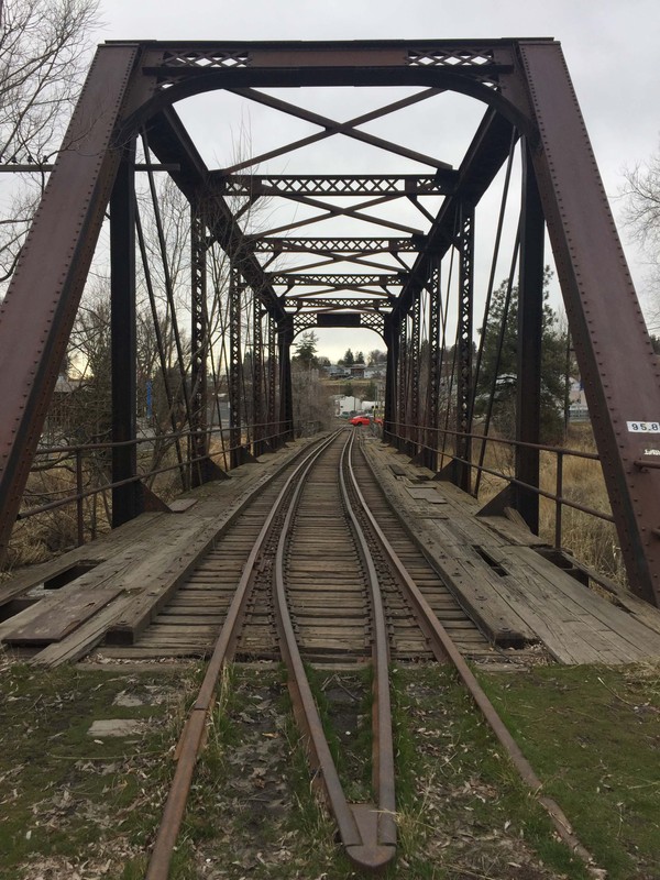 View looking through the bridge and down the tracks, taken February 2018.