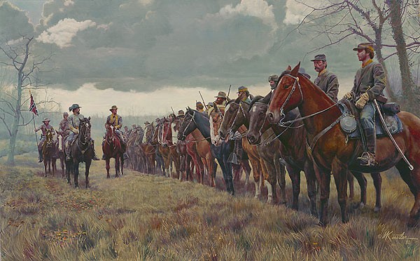 This painting depicts what Morgan and his raiders would've looked like as they raided the Ohio countryside. 