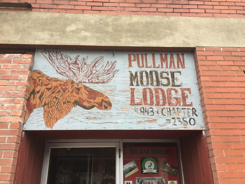 Pullman Moose Lodge signage, taken February 2018.