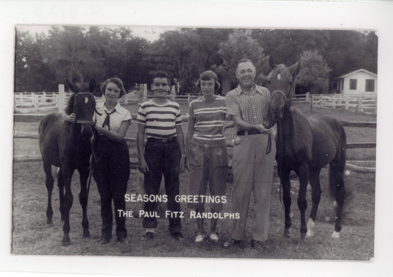 Paul Fitz Randolph, family, and horses at Randolph Farms, Largo, Florida, circa 1951. 