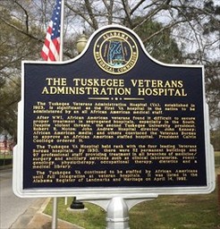 This historical marker outside of the Tuskegee Hospital offers a brief history