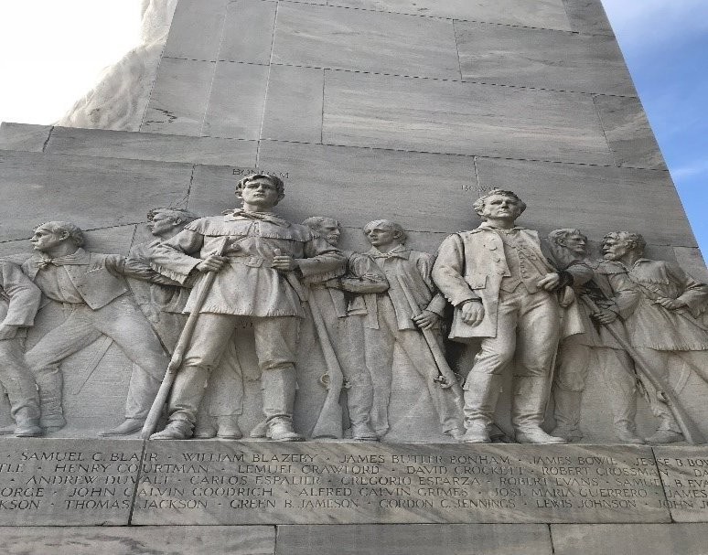 Front view of Bonham and Bowie on the West side ledge.