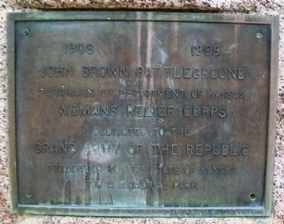 This marker was dedicated in 1909 and made possible by the efforts of the Kansas Woman's Relief Corps. Photo by William Fischer, Jr. August 31, 2013