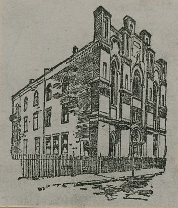 Image of first Rodef Shalom Synagogue constructed in 1862.