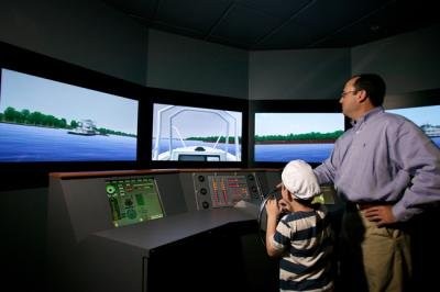 The center’s simulator, the first of its kind to be open to the general public, was created by the same company that builds simulators for the maritime industry and navies around the world. Credit: River Discovery Center