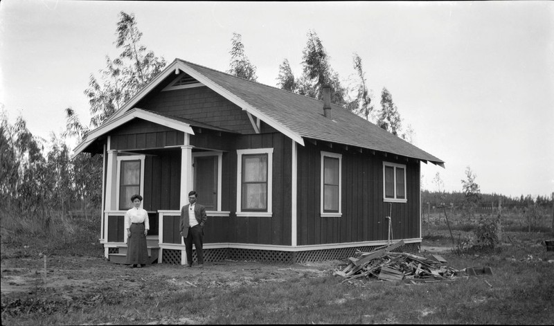 Charles Mitsuji and Yukiko Yajima Furuta bungalow, circa March 1913, Wintersburg Village (Huntington Beach), California.