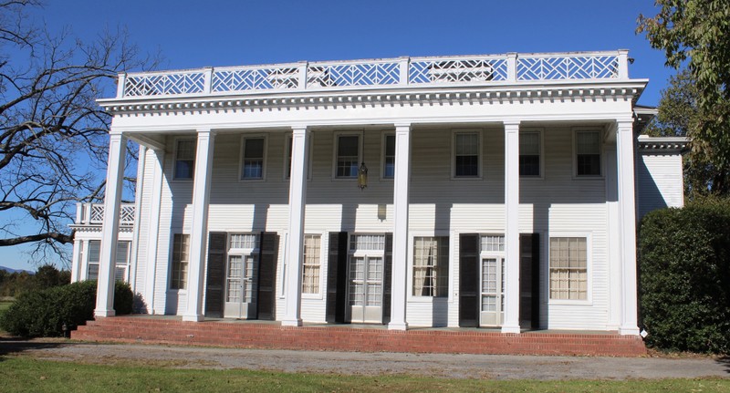 Front view of the exterior of the Bedford Alum Springs Hotel (Fall 2018)