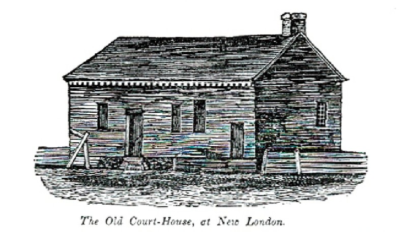 An early sketch of the original courthouse. Friends of New London library. Used by permission.