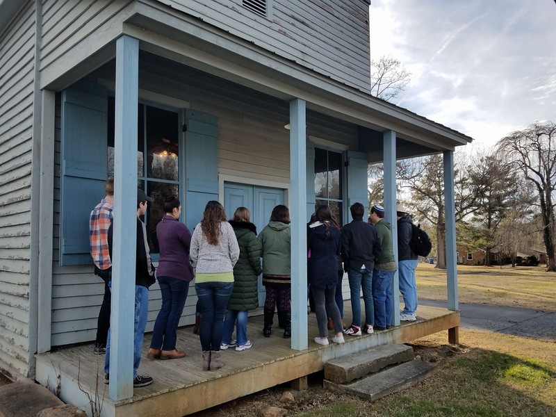 Class tour viewing the W.W. Driskill General Store (Spring 2018)  Photo Credit: Public History at Liberty University via Facebook