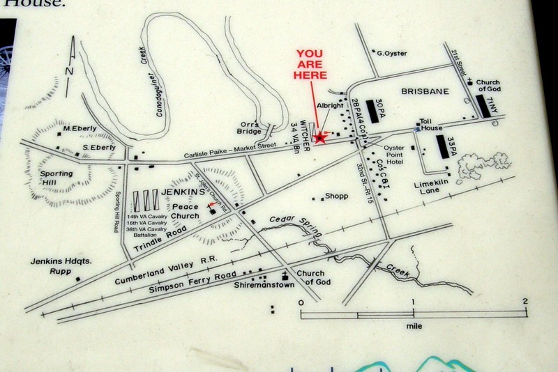 Map showing the location of the Albright House and surrounding area in June 1863