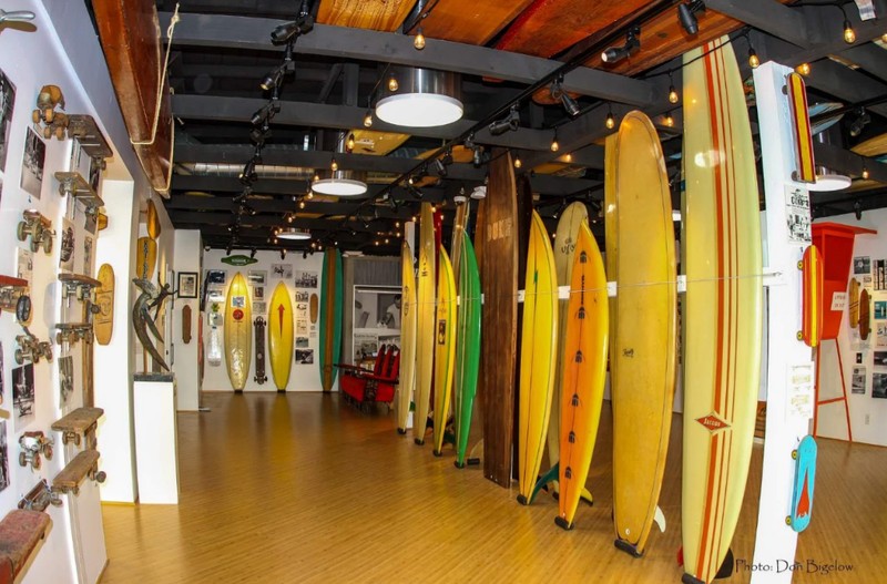 An exhibit inside the International Surfing Museum, Huntington Beach, California. Source: Don Bigelow, 2018.