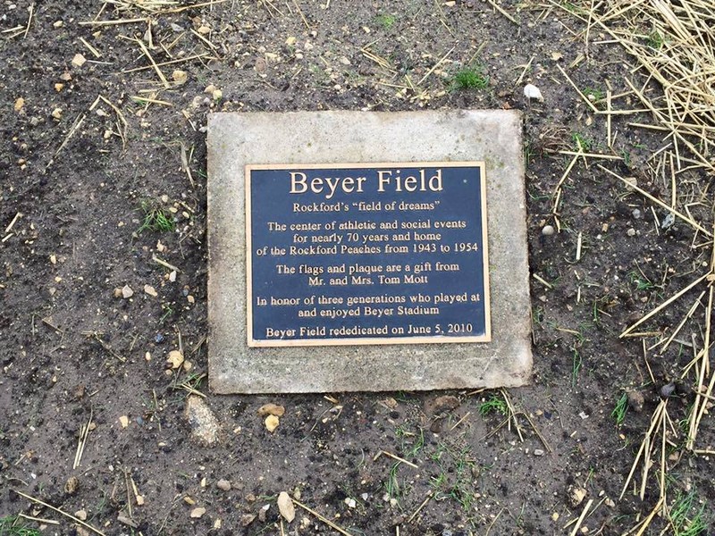 The plaque marking the dedication of Beyer Stadium, rededicated in 2010