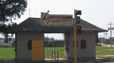 The ticket booth has been preserved and contains a number of historical plaques. 