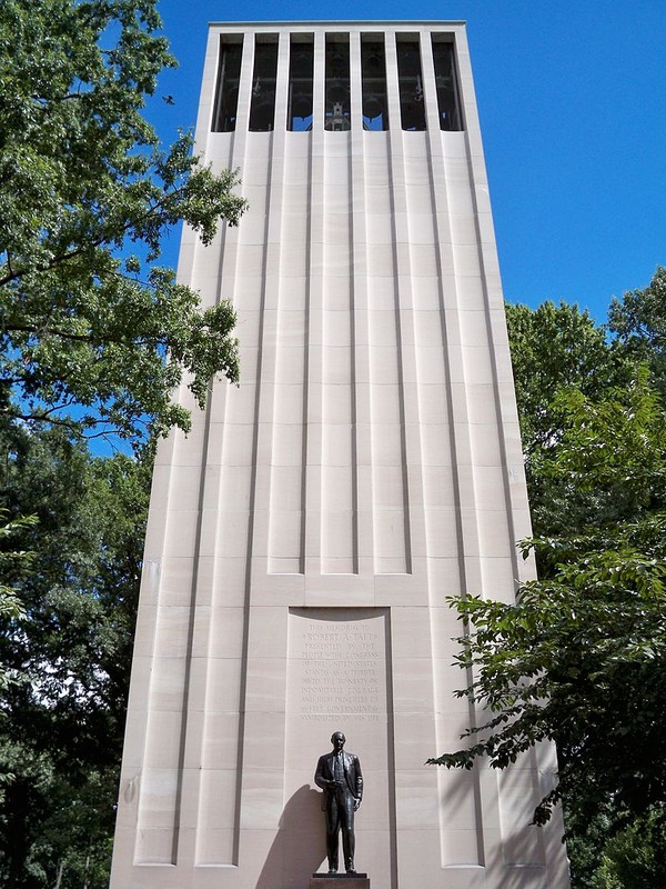 Robert A. Taft Memorial includes a ten-foot bronze statue of the Ohio Senator. 