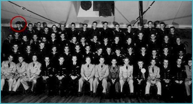 The USS Dorado officers and crew at their commissioning party in August 1943.