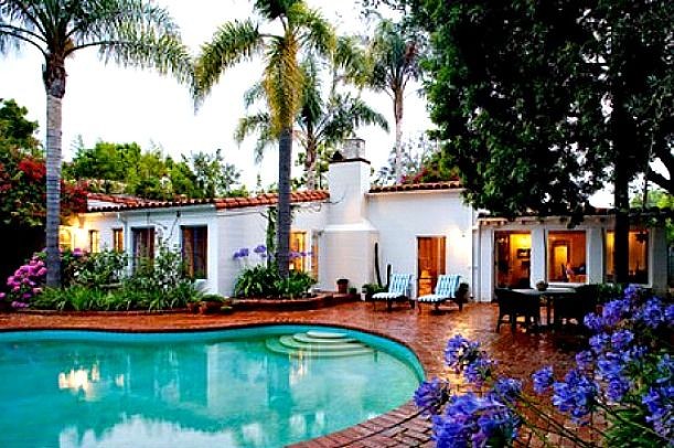 View of the freeform swimming pool