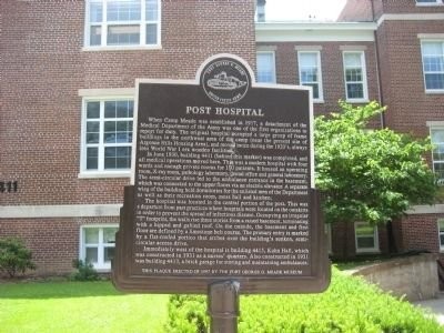 The Plaque outside of the Post Hospital that lists the history.