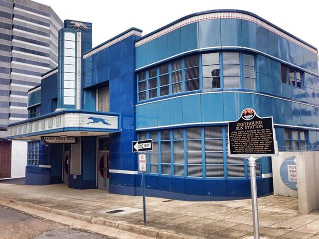 The Old Greyhound Bus Station is now an architect’s office and the site of a Mississippi Freedom Trail Marker commemorating the history of the building. The Trailways Bus Station was demolished in 1976 to construct the Davis Planetarium.