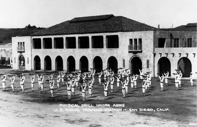 The Naval Station as it once appeared. Conceived as part of America's naval expansion during WW1 and built in 1921, it was decommissioned in 1997 and is in the process of being redeveloped as a mixed-use space. (San Diego Historical Society)