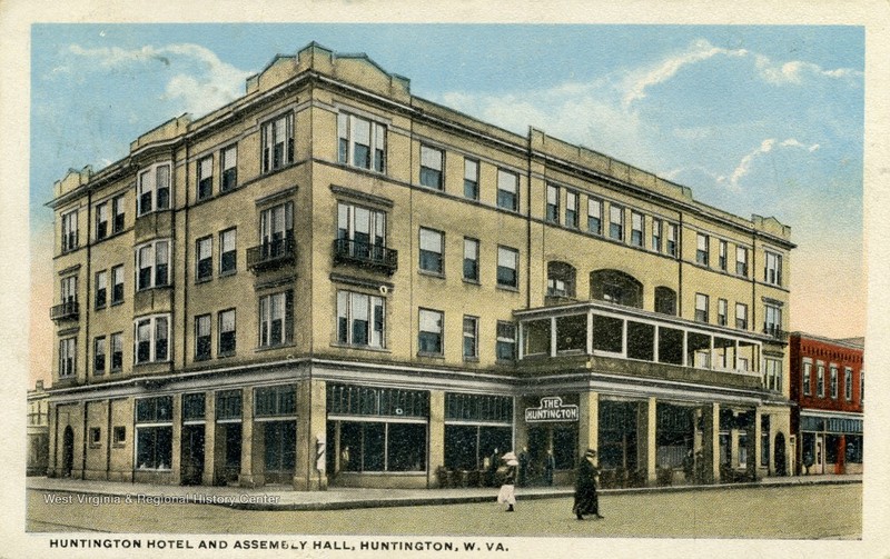 Postcard of the Hotel Huntington and Assembly Hall, circa 1917