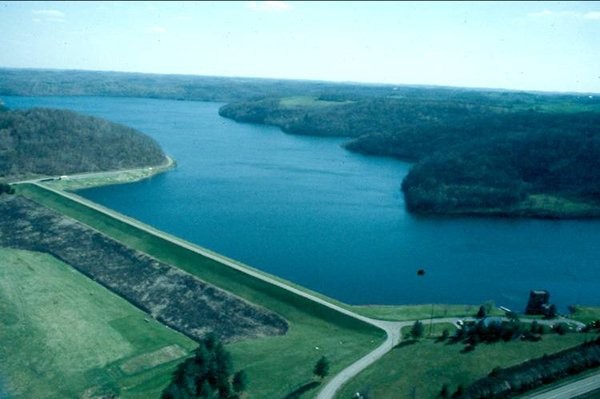 Piedmont Lake, where the bridge burned by Morgan's men used to be