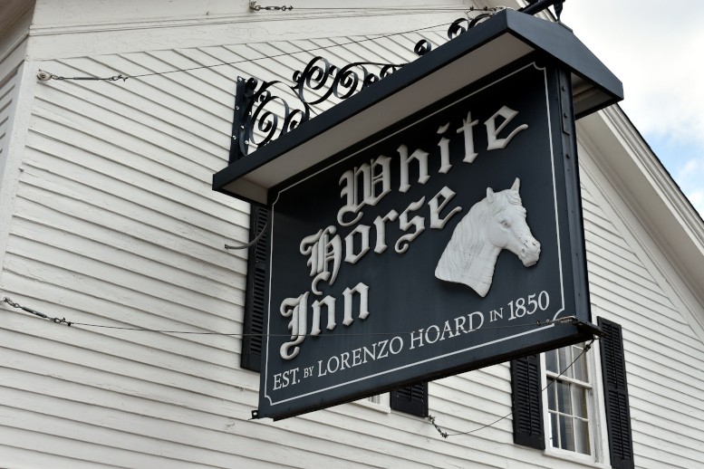 White Horse Inn, sign detail on south elevation, 2020